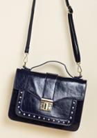 Modcloth Tell Me About It, Studs Handbag In Navy