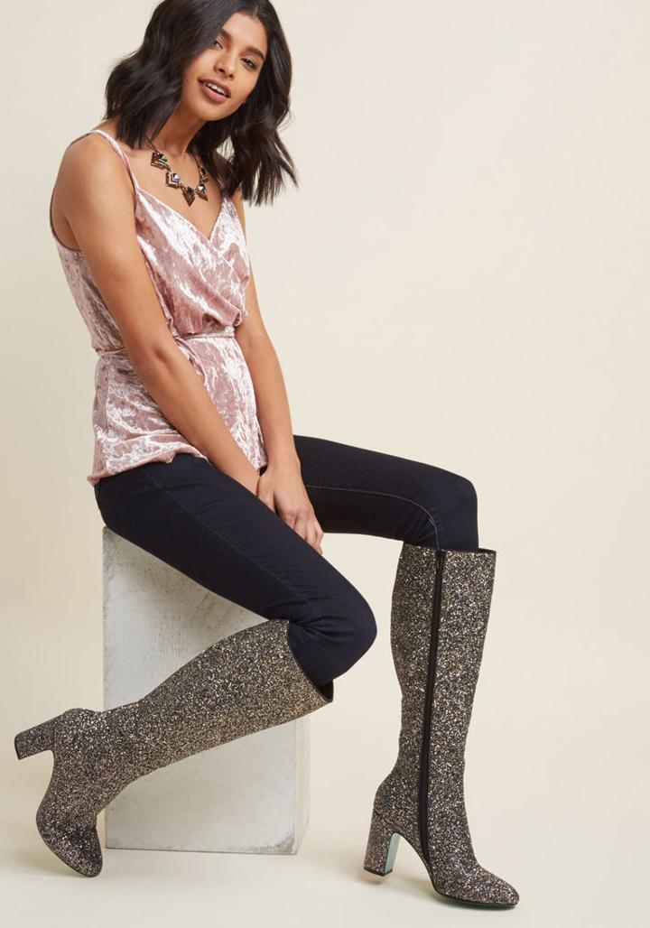 Betseyjohnson Gone Glitzy Knee High Boot In 9