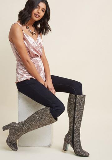 Betseyjohnson Gone Glitzy Knee High Boot In 9