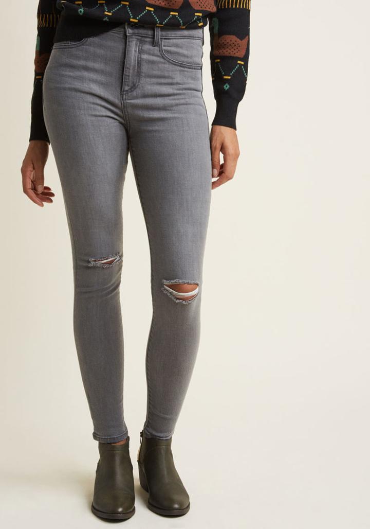 Modcloth Cool Intentions Distressed Skinny Jeans In 1