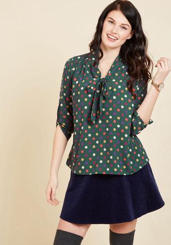  Careerist And Dearest Polka Dot Top In Green In Xs