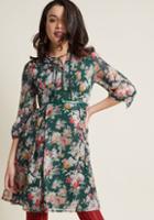 Modcloth Exploring Florals 3/4 Sleeve Shirt Dress In 1x
