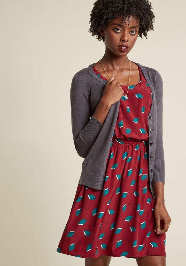 Modcloth Charter School Cardigan In Slate In 2x
