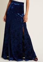 Bbaw170306a Every Time You Catch Your Reflection In This Midnight Blue Maxi Skirt, You'll Swoon Over Your Ensemble Anew! With A Comfy Elasticized Waistband And Sultry High Vents On Both Sides, This Crushed Velvet Separate Sure Is A Stunner.