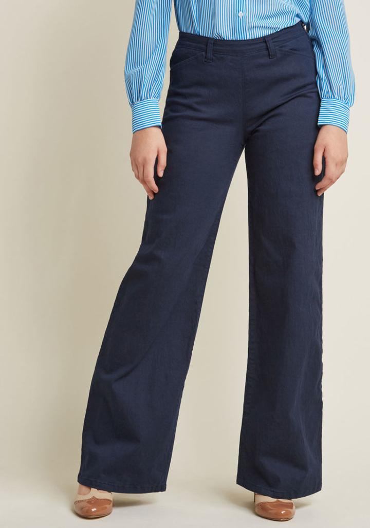 Modcloth Sleek Wide-leg Trousers With Pockets In 2x