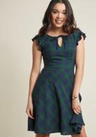 Modcloth Authentic Intellectual A-line Dress In Forest In 1x