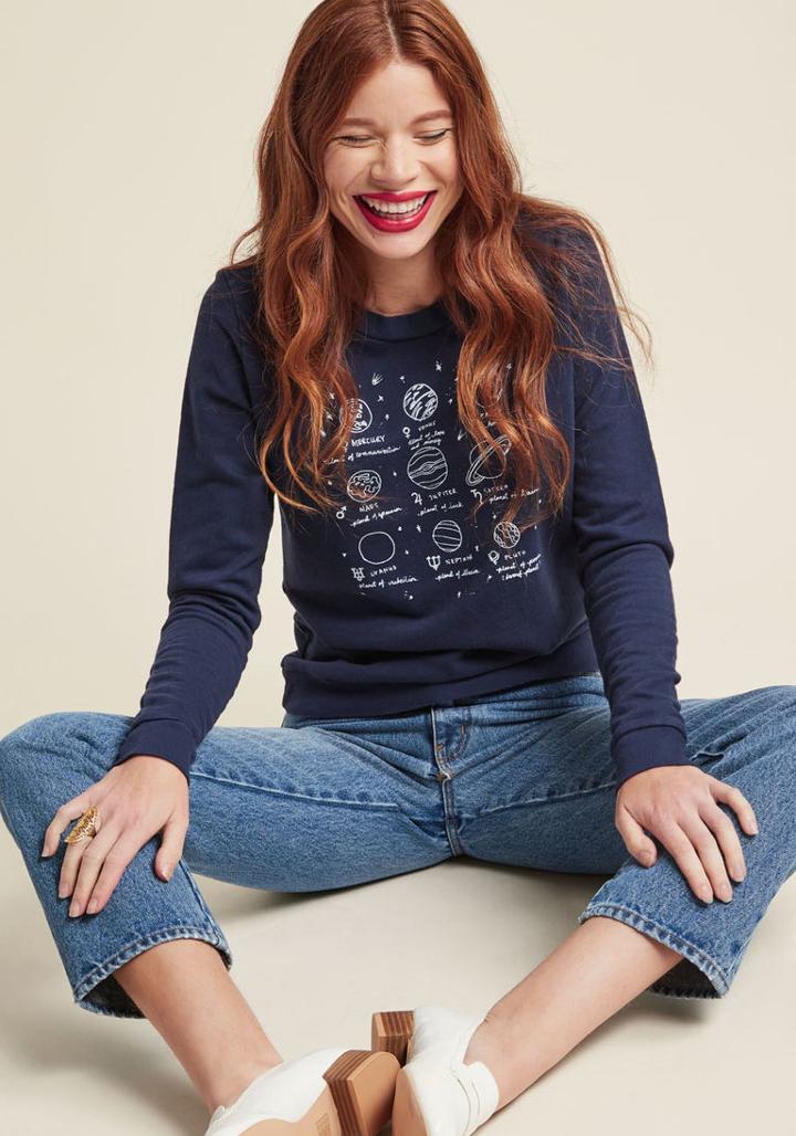 Modcloth Planetary Panache Graphic Pullover