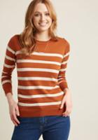 Modcloth Charter School Pullover Sweater In Striped Orange In Xs