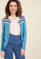  Bolder At The Shoulders Striped Cardigan In Lagoon In Xxs