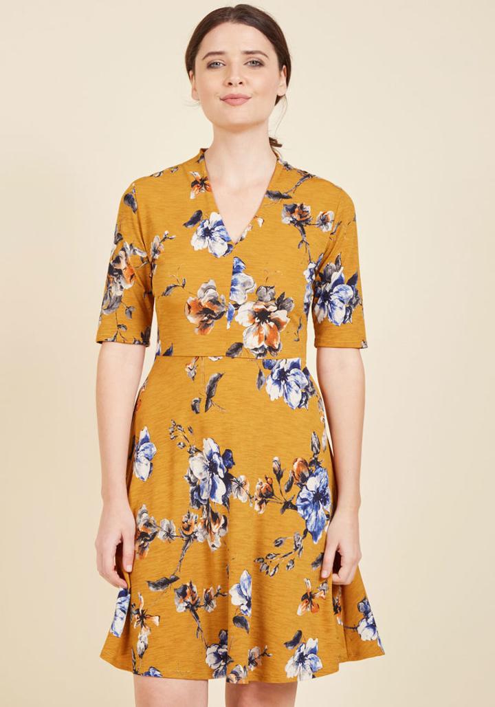  Warranted Wanderlust Floral Dress In Goldenrod In 3x