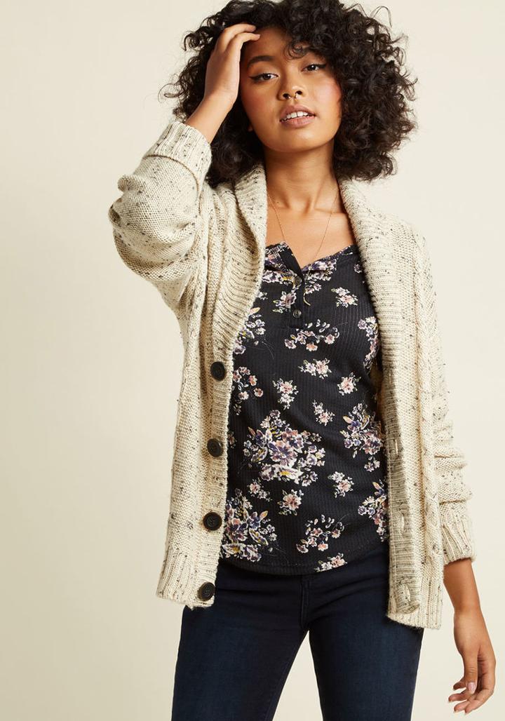 Modcloth Button-up Cardigan With Shawl Collar In Xxs