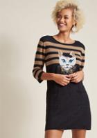 Modcloth Well-styled Feline Sweater Dress In M