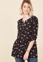 Modcloth Creative Career Conference Button-up Top In Black Bloom
