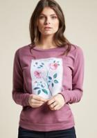 Modcloth Floral Pullover With Patch Embellishment In Xl