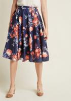 Modcloth Ikebana For All A-line Midi Skirt In Navy Blossom In L