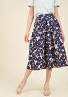 Modcloth Off In My Own Whirl Midi Skirt In Birds