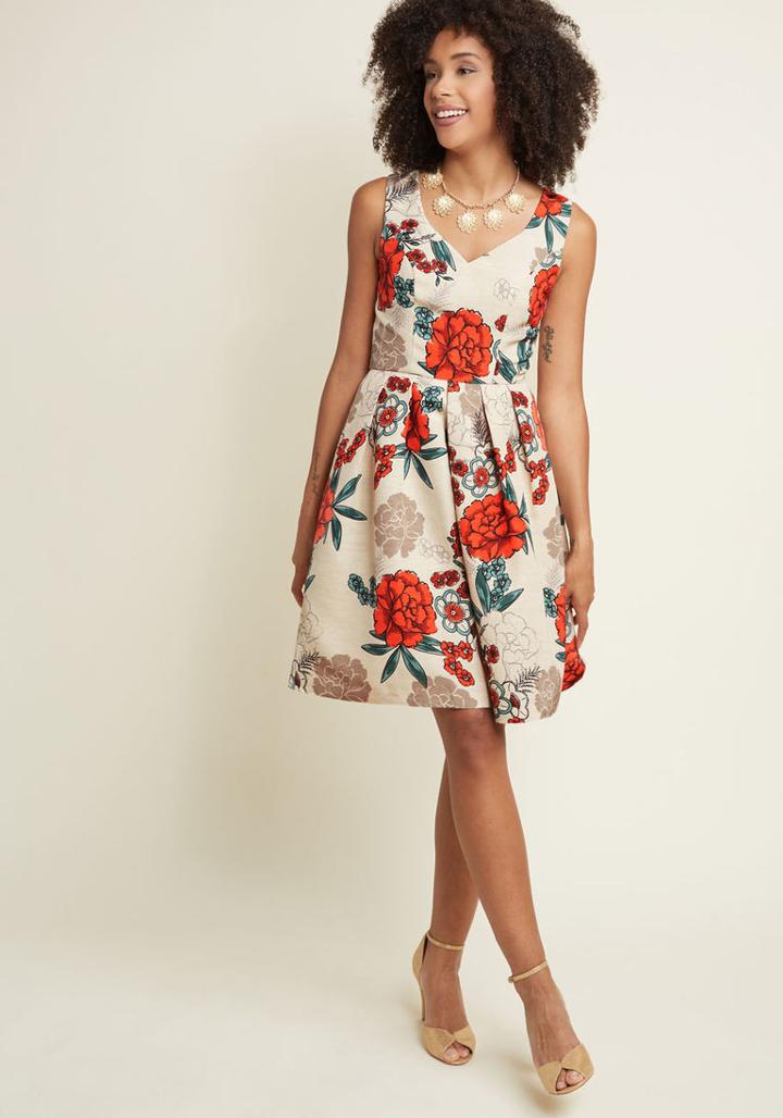 Modcloth Elegant Excellence Floral Dress In 1x