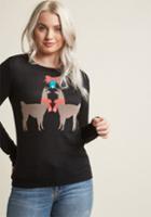 Modcloth Holiday Llama Knit Sweater In 1x