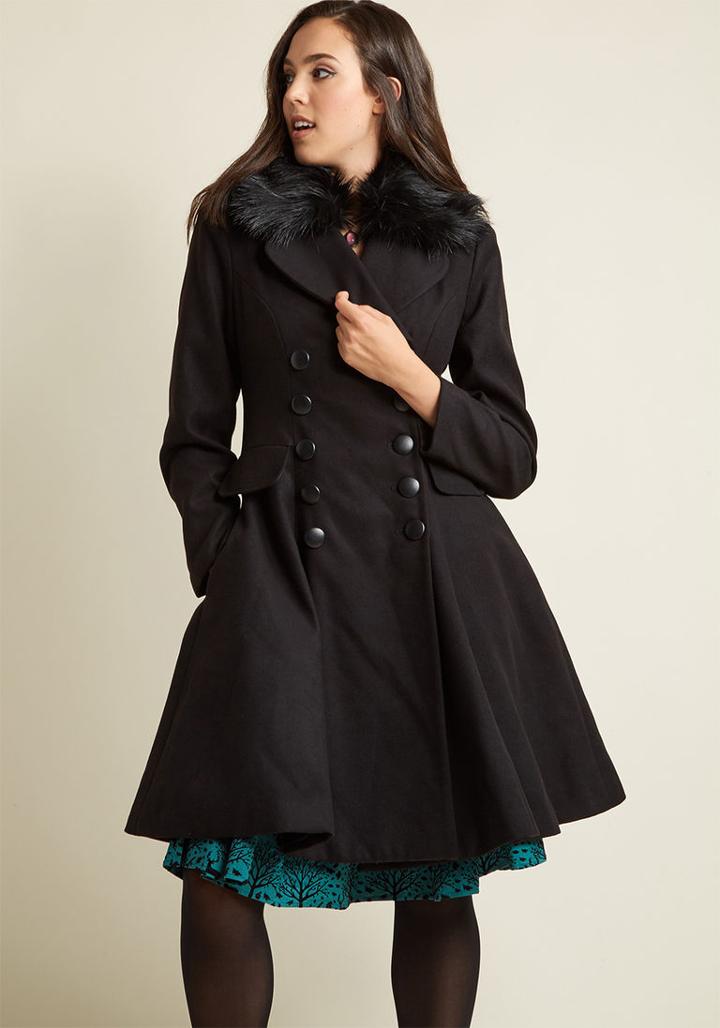 Hellbunny Hell Bunny Frosted Elegance Fit And Flare Coat In Xs