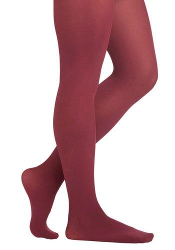 Modcloth Layer It On Tights In Burgundy