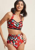 Highdivebymodcloth Set The Serene Swimsuit Top In Botanical Red In 3x