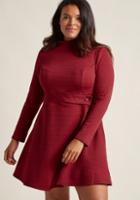 Modcloth Taken By Texture A-line Dress In Ruby Chevron In 3x