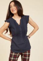 Modcloth Expert In Your Zeal Button-up Top In Navy In Xs