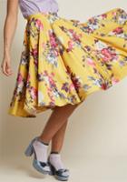 Modcloth Ikebana For All A-line Midi Skirt In Saffron Floral In Xl