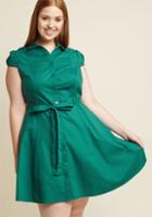 Modcloth Smoothie Enthusiast A-line Shirt Dress In Spinach In Xs