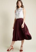 Modcloth Polished Pleated Midi Skirt In Burgundy In M