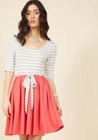 Modcloth In The Very Near Twofer Striped Dress In Brick In 1x