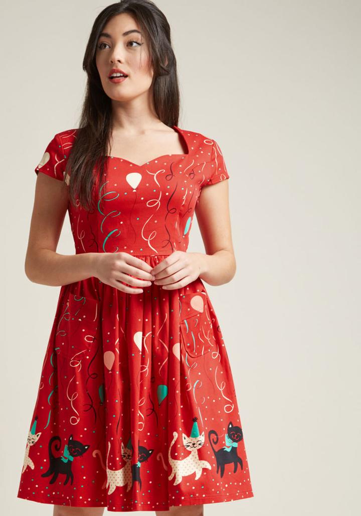Banned Bold Me Over A-line Midi Dress In Party Cats In M