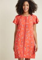 Modcloth Whimsical Wildflowers Shift Dress In Coral In M