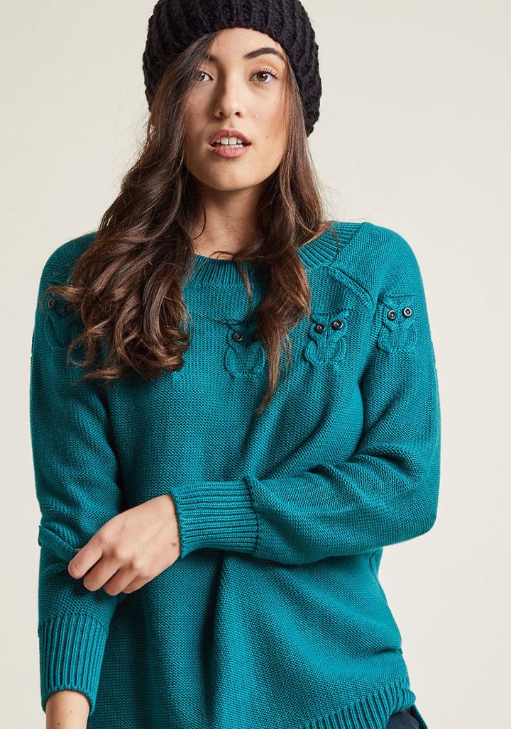 Modcloth Knit Sweater With Owl Accents In 2x