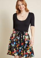 Modcloth In The Very Near Twofer Floral Dress In Black In 1x