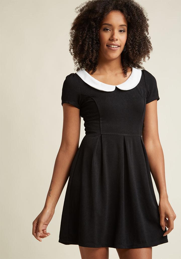 Modcloth Record Time A-line Dress In Black In S