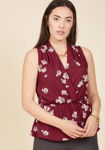  Great Gal In The Corner Office Sleeveless Top In Maroon Bloom In 2x