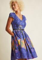 Modcloth Frondescent Fete A-line Dress In Dusk Thicket