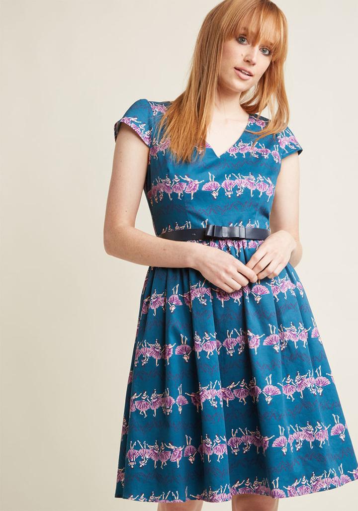 Modcloth Frondescent Fete A-line Dress In Ballerinas In 3x