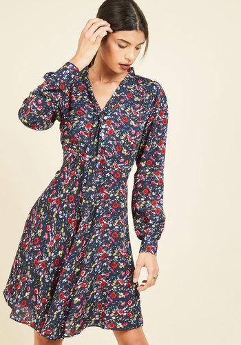 Giddy Committee Long Sleeve Dress In Xs