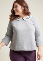 Modcloth Sweatshirt With Embroidered Peter Pan Collar In 3x
