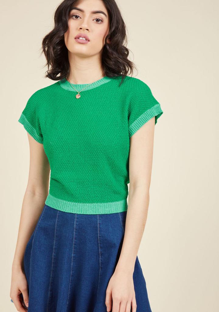 Modcloth Ready To Retro Pullover In Jade
