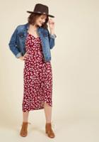 Modcloth Lanai Must Be Dreaming Midi Dress In Crimson Floral In L