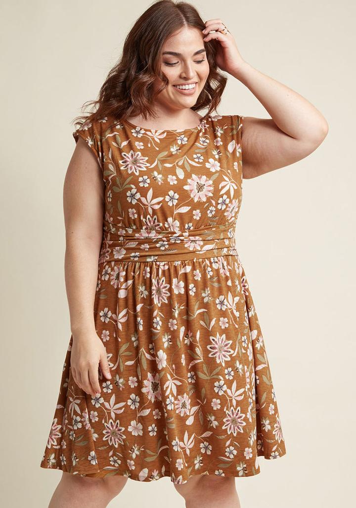 Modcloth Touch Of Texture Floral Knit Dress In Xl
