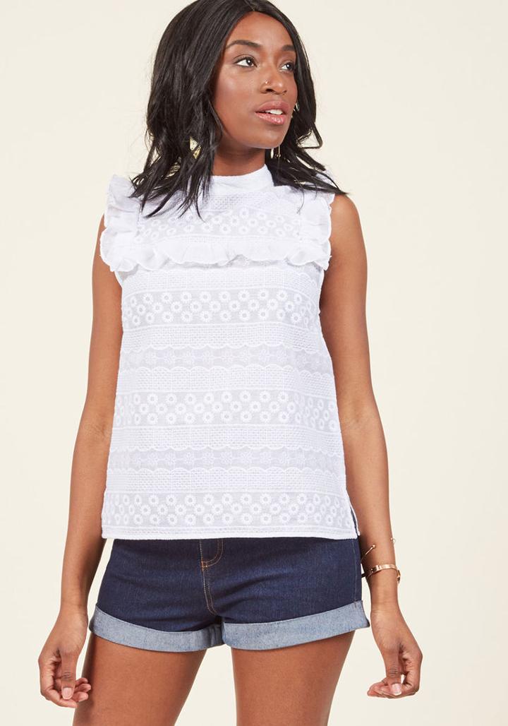Modcloth Present Day Posh Ruffled Sleeveless Top In L