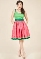 Modcloth Abide By Timeless Fit And Flare Dress In Watermelon In Xs