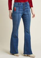 Modcloth Flared Jeans With Floral Embroidery In 1x