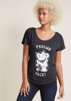 Modcloth Fortuitous Feline Graphic T-shirt In Xxxl