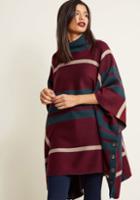 Modcloth Warm Plaid Poncho With Turtleneck In L/xl