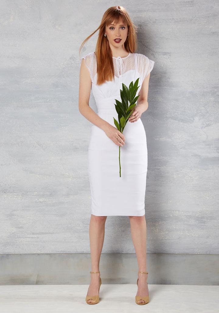 Stopstaring Film Noir Fatale Sheath Dress In White